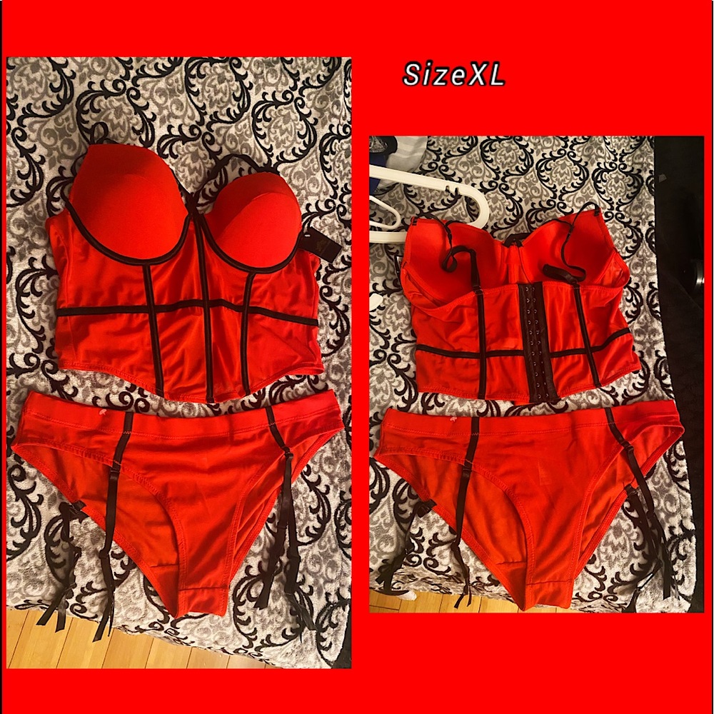 lingerie 2 pieces stretchable fabric/ back corset type design 🧚🏻‍♀️